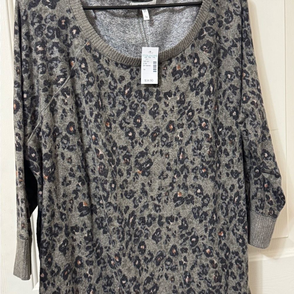 Maurices Gray Leopard Print lightweight Sweater